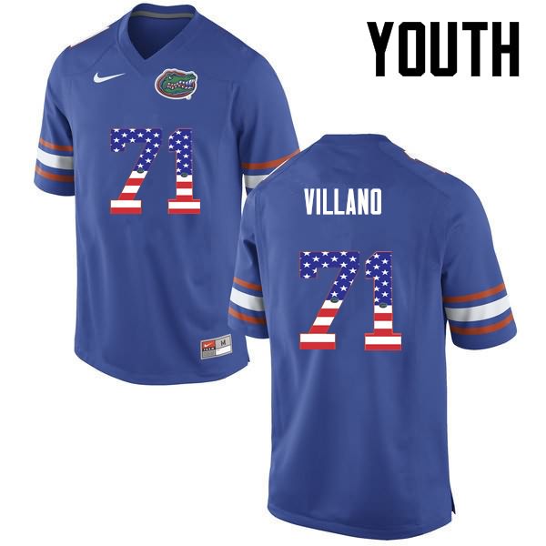 NCAA Florida Gators Nick Villano Youth #71 USA Flag Fashion Nike Blue Stitched Authentic College Football Jersey VZP7464JK